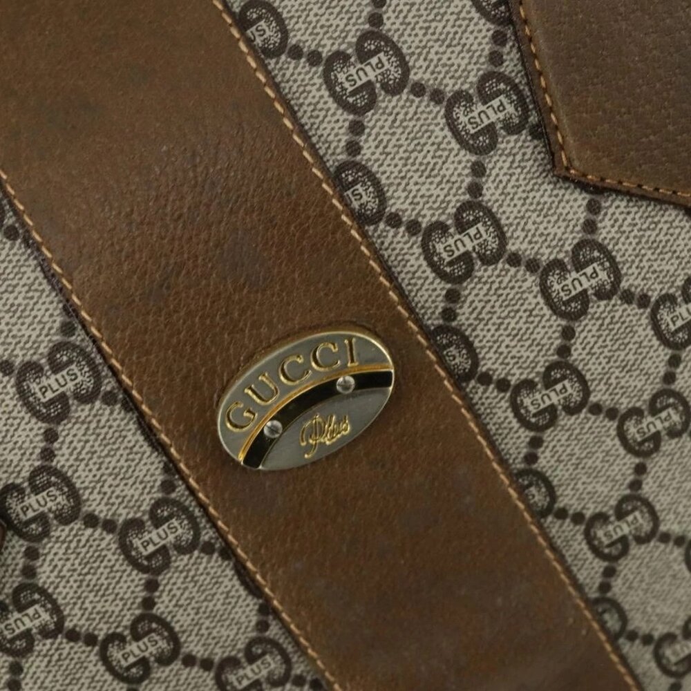GUCCI GG Plus Supreme Boston Bag PVC Beige Gold Auth 151625 - Picture 13 of 16